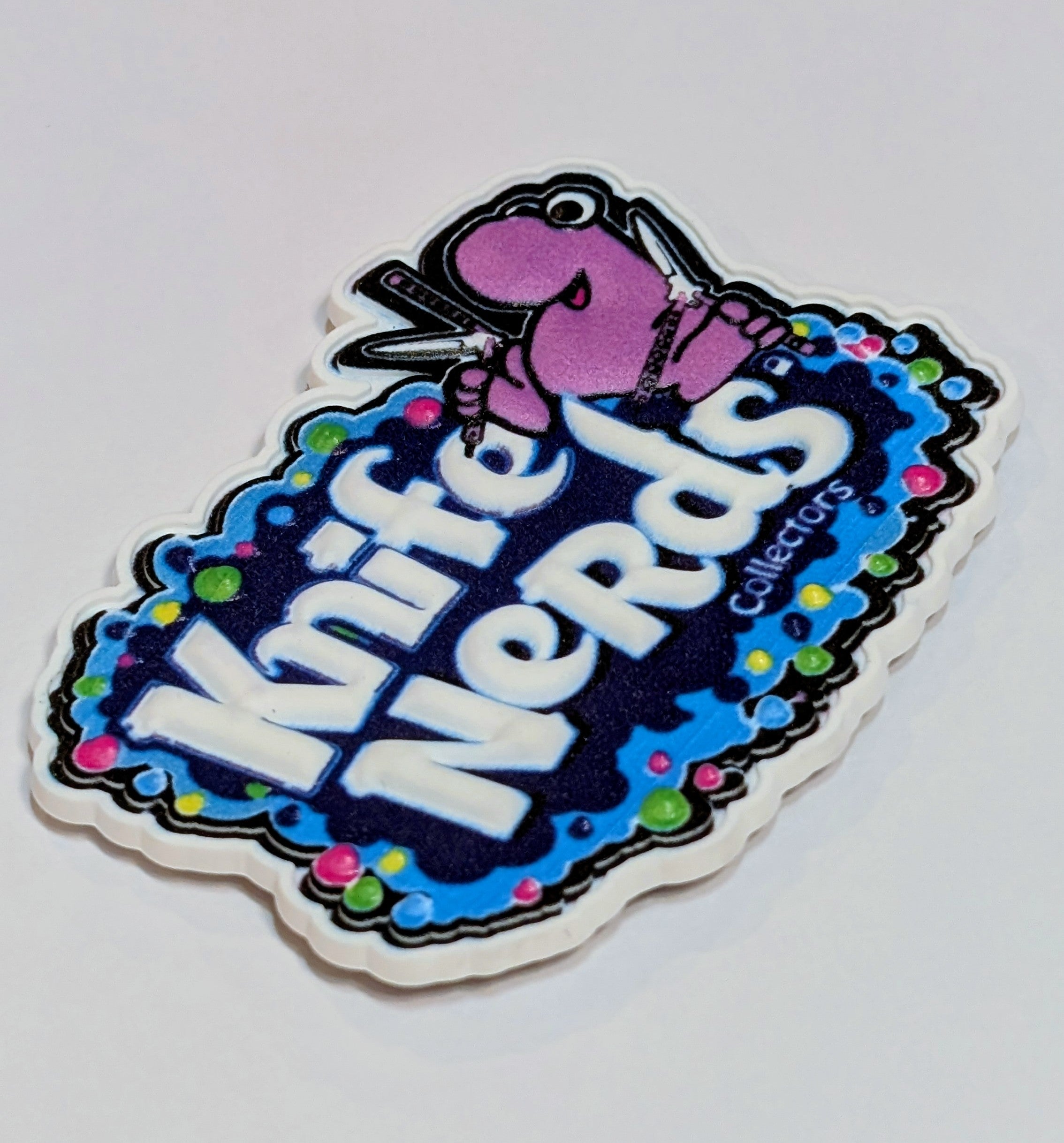 Knifenerds Die Cut Patch White Angle